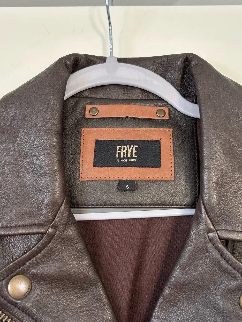 Frye Leather Moto Jacket Brown Size Small